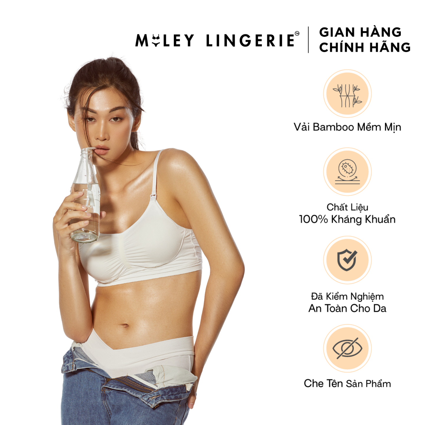 Bộ Đồ Lót Áo Ngực Mút Mỏng Và Quần Lưng Đồng Bộ Vải Sợi Thiên Nhiên Bamboo BeingMe Miley Lingerie