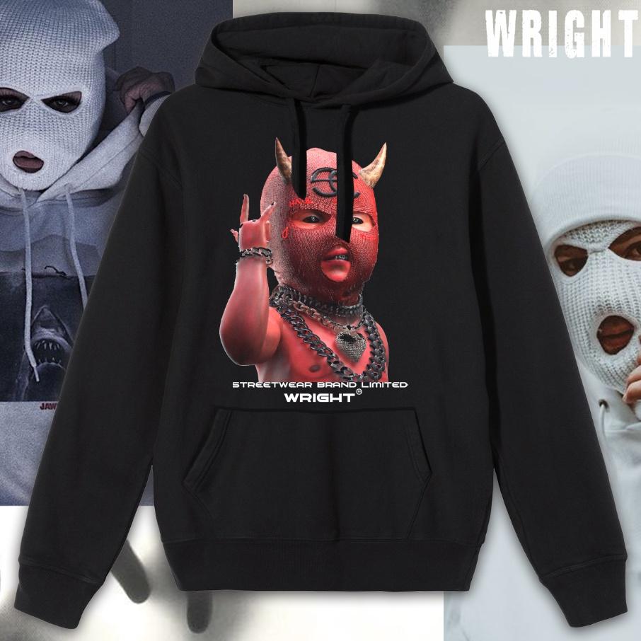 Áo hoodie WRIGHT Evol Satan hiphop tiểu quỷ phong cách streetwear unisex