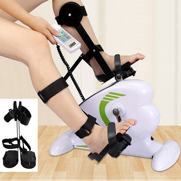 Máy tập phục hồi chức năng Mini Bike (kèm nẹp chân cố định), xe đạp tập phục hồi chức năng bằng điện nhỏ gọn, an toàn, bàn phím bấm linh hoạt dễ sử dụng