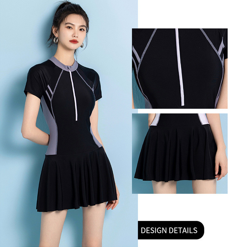Đồ bơi nữ một mảnh kín đáo che bụng vải mềm mại co giãn 4 chiều, Bikini liền thân dạng váy