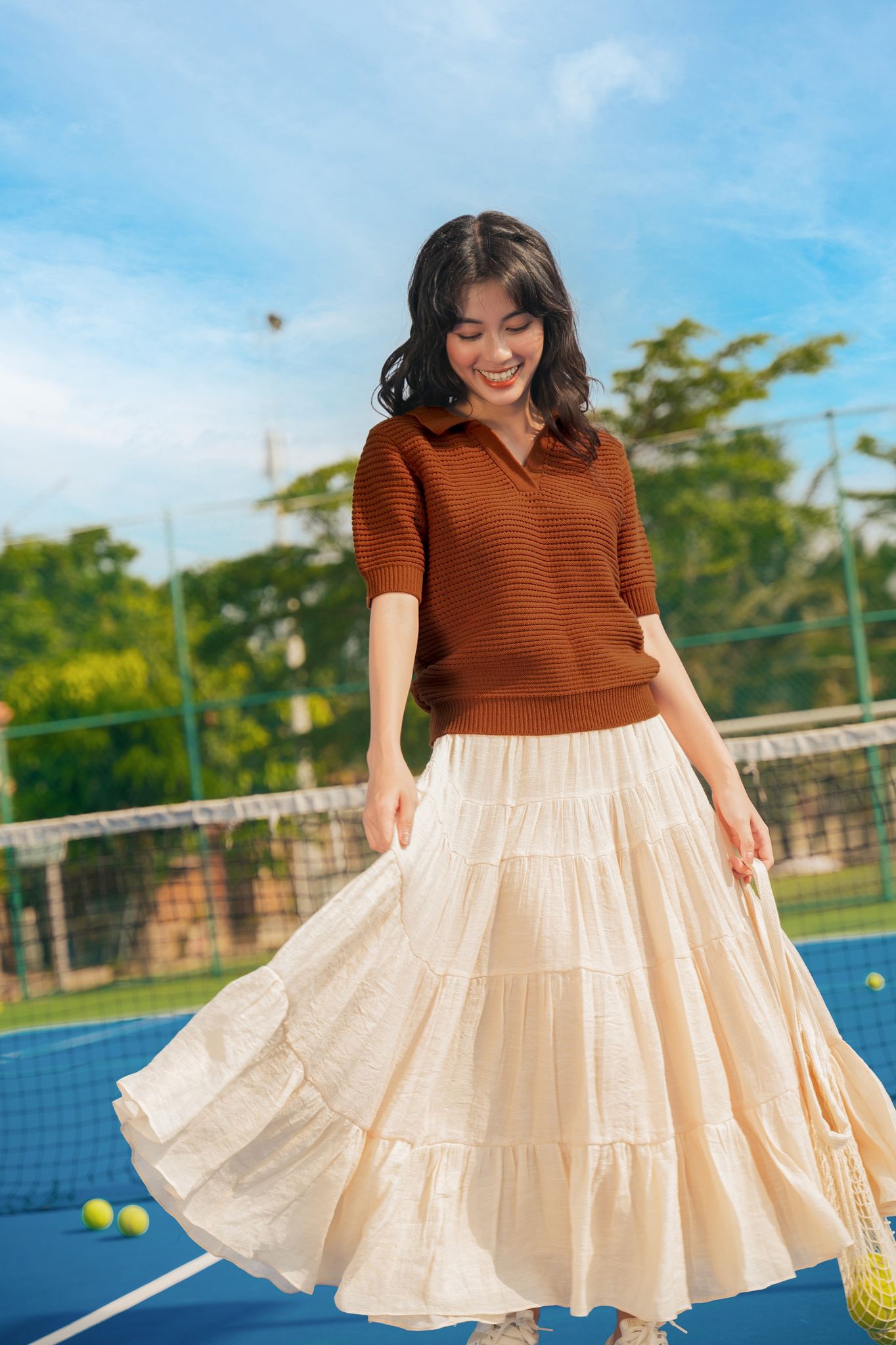 OLV - Áo Knitwear Shirt In Caramel