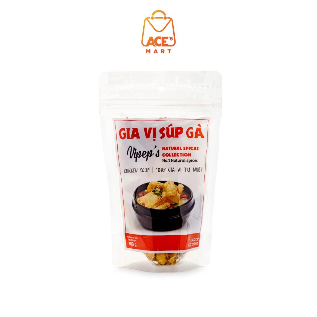 Gói gia vị VIPEP nấu súp gà 100g - gà tiềm (củ hoài sơn, kỷ tử, hạt sen khô, táo khô,...)