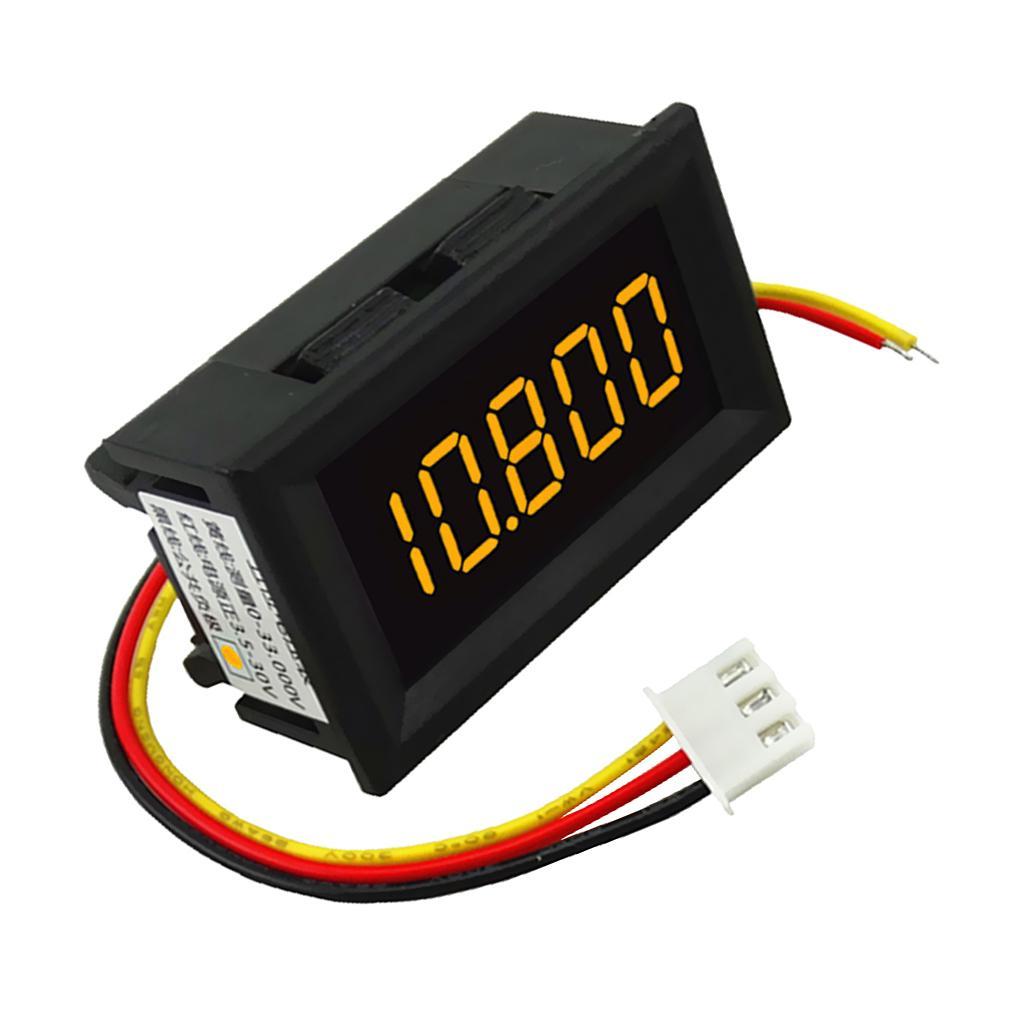 2PCS - DC 3.5-30V 3 Wire LED Digital Display Voltmeter Volt Meter Panel Yellow Words