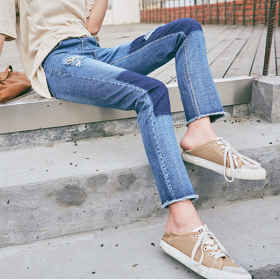 Quần Bò, Quần Jeans Nữ Baggy Rách Lưng Cao Ulzzang Tua Rua Chân