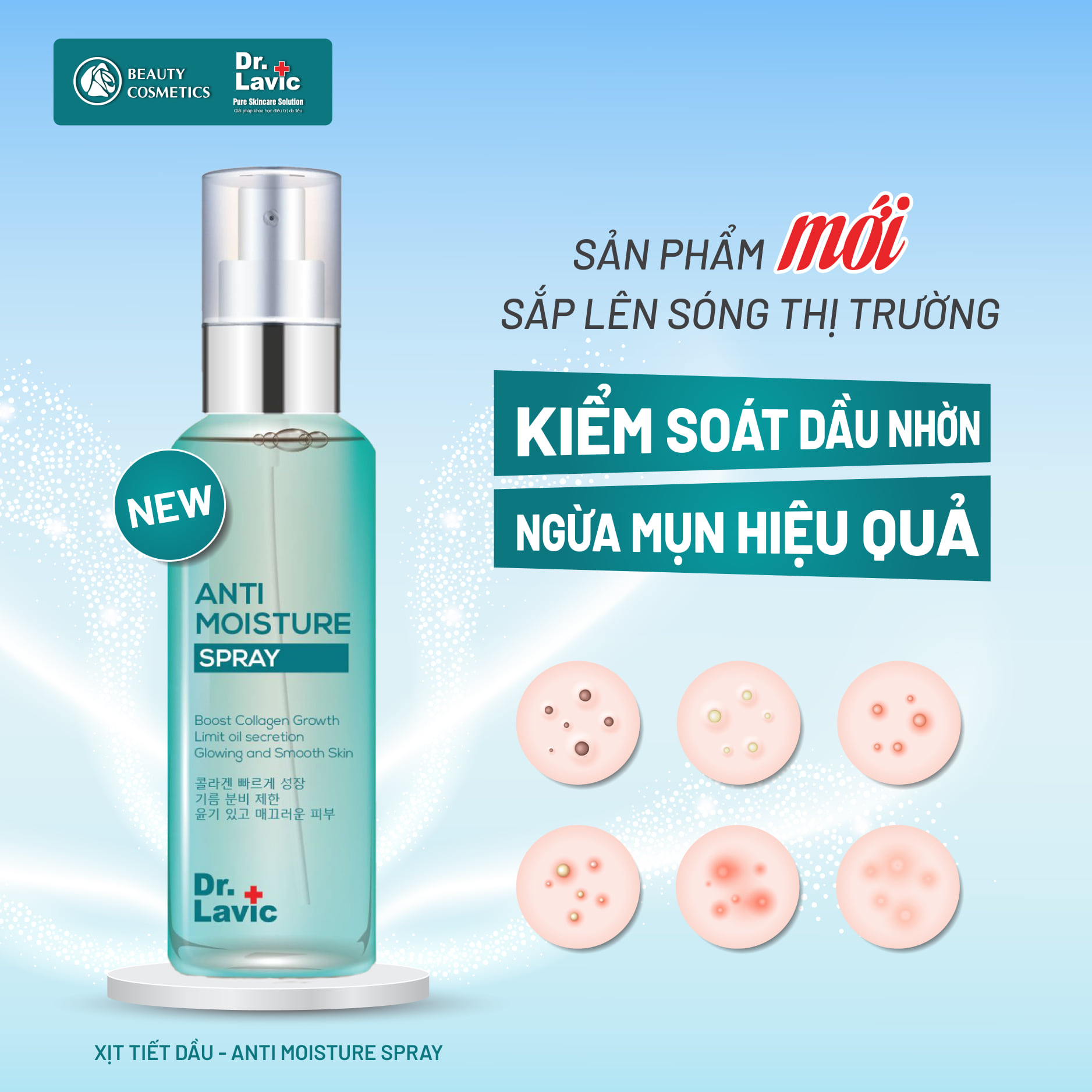 Xịt khoáng mặt Dr.Lavic Anti Moisture dưỡng ẩm làm dịu da công nghệ USA 60ml DR934