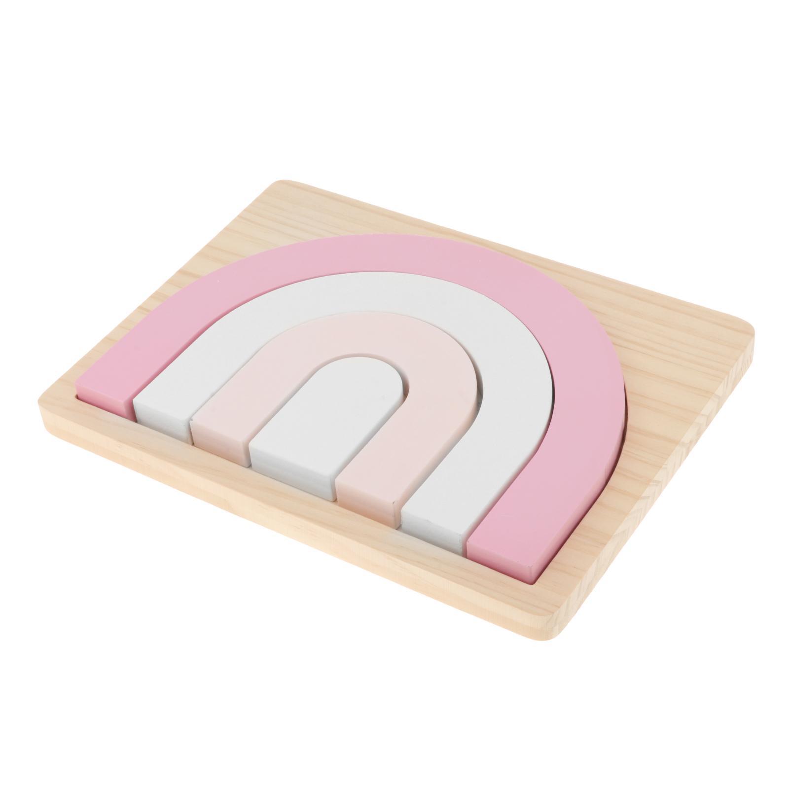 Wooden Rainbow Stacker Nesting Puzzle Blocks Stacking Game Building Creative Color Shape Matching Jigsaw Learning Toy Early Development Gift for Kids