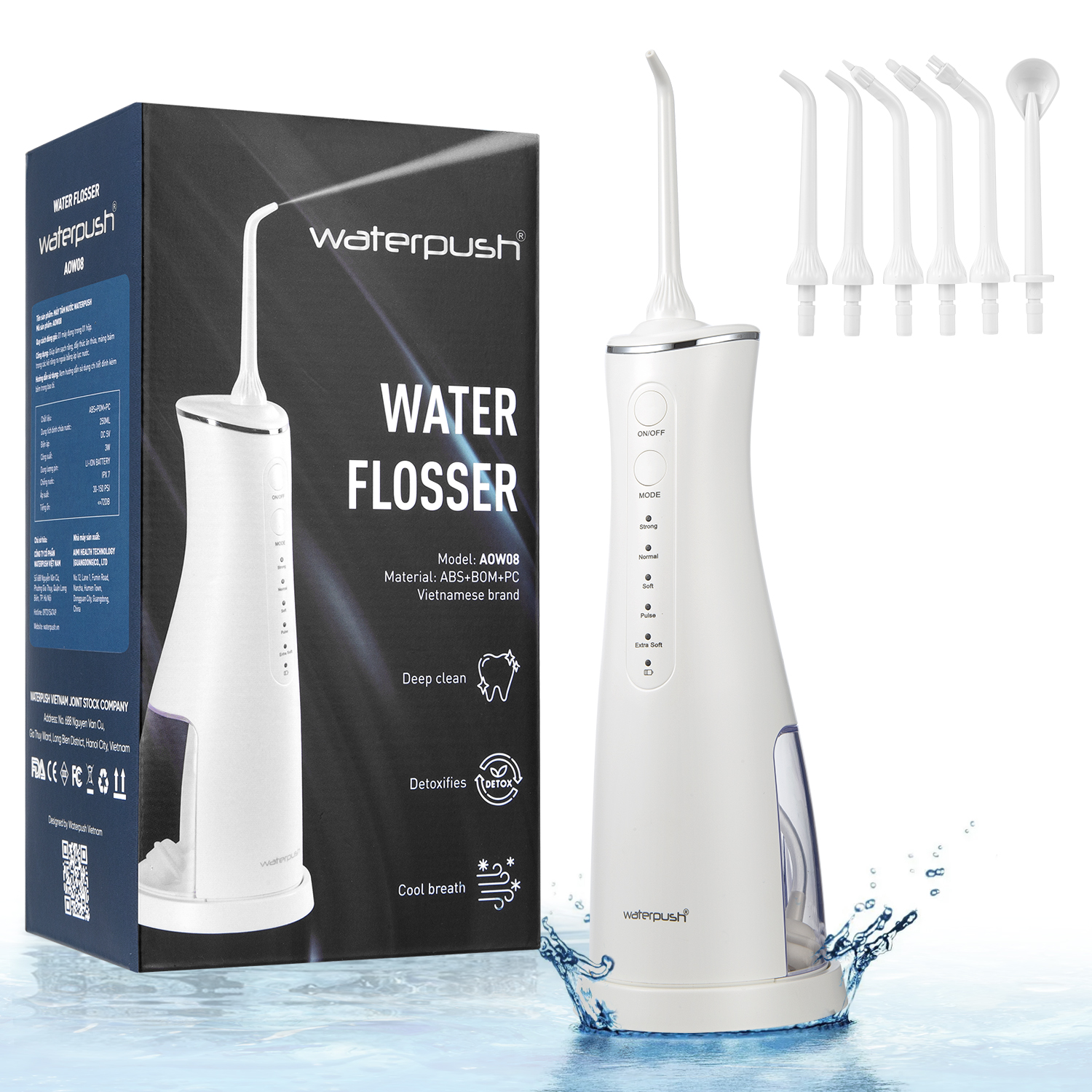 Máy tăm nước cao cấp WaterPush 2203 - Áp lực mạnh - Bảo hành Online 1 đổi 1 trong 12 tháng