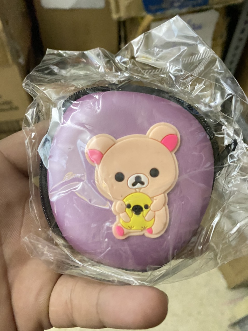 Hộp Đựng Cáp Sạc Và Tai Nghe Điện Thoại Hình Thú Cute - Loại Tròn - Màu Ngẫu Nhiên - HT