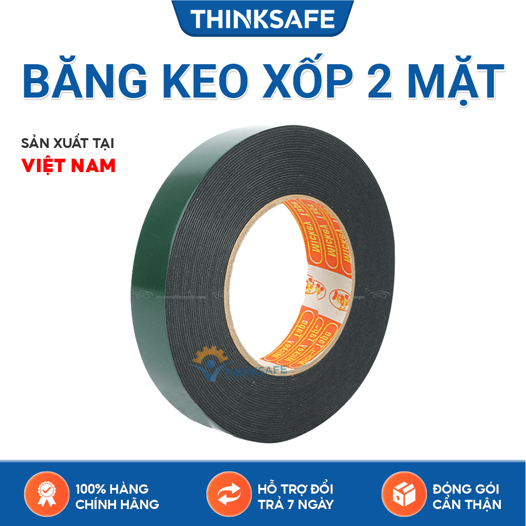 Băng keo xốp 2 mặt bản 2,4cm keo dính chắc chắn, bền và dai khi kéo, dán được trên nhiều bề mặt