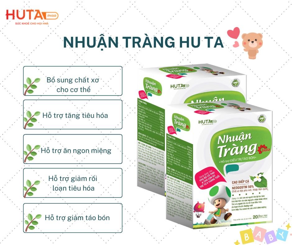 NHUẬN TRÀNG - bổ sung CHẤT XƠ HÒA TAN, chống táo bón - hộp 20 ống