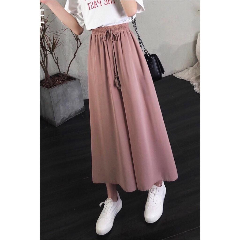 Quần lanh 2 lớp phong cách ulzzang dáng suông, giả váy mềm đẹp phối đồ thời trang nữ ống rộng.