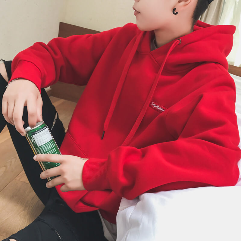 Áo nỉ nam, chui đầu, họa tiết chữ cái, thêu hoa, dễ kết hợp, kiểu dáng rộng rãi TA202