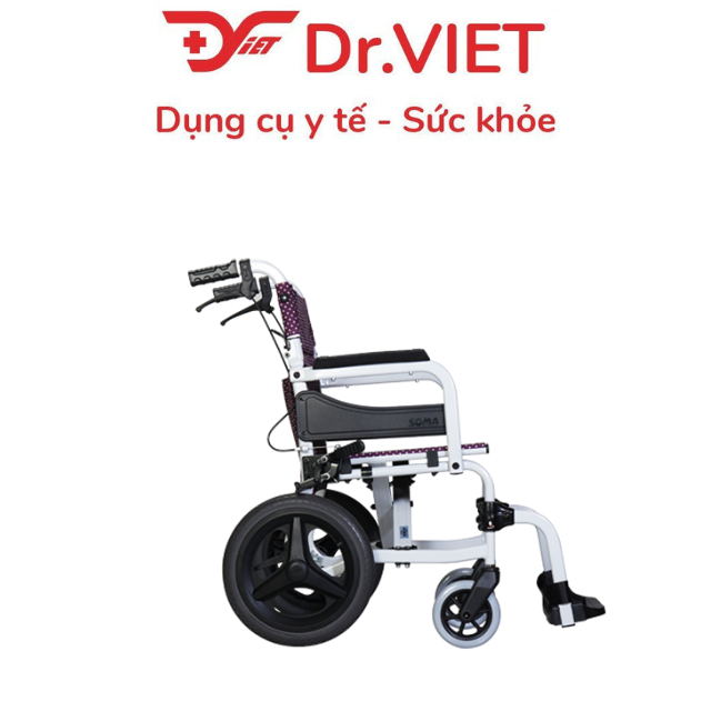 Xe lăn nhôm SOMA 215 -  siêu gọn nhẹ chỉ 9.9 KG,bánh nhỏ, bền gấp 2.5 lần xe thường. Chất liệu nhôm, siêu gọn nhẹ chỉ 9.9 kg, người cao tuổi có  thể nâng bằng một tay.  Đây cũng là loại xe hiếm hoi có độ rộng phủ bì chỉ 57 – 59 cm