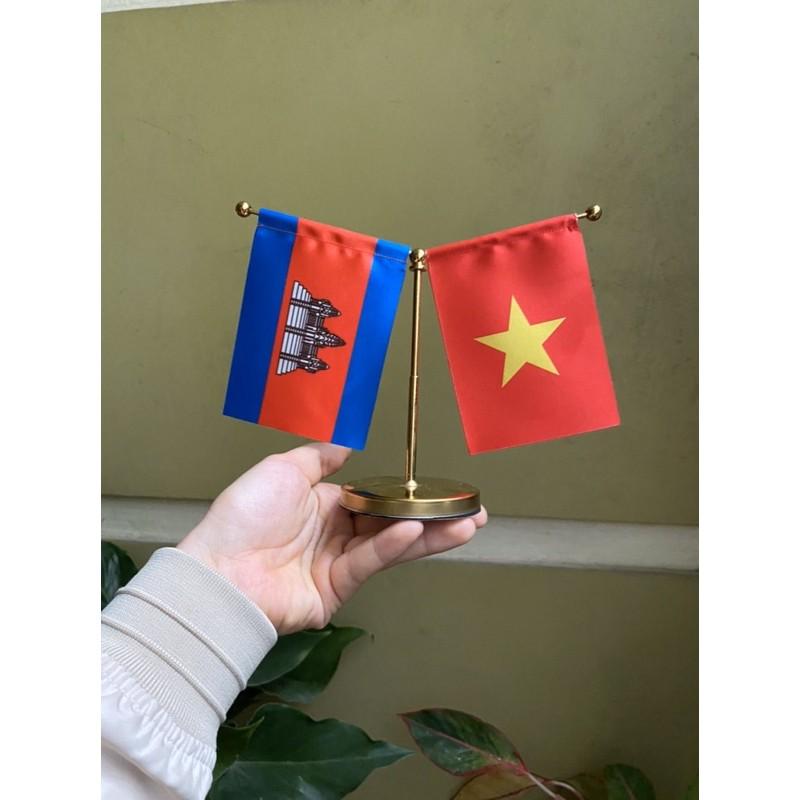 cờ việt cambodia mini trang trí oto