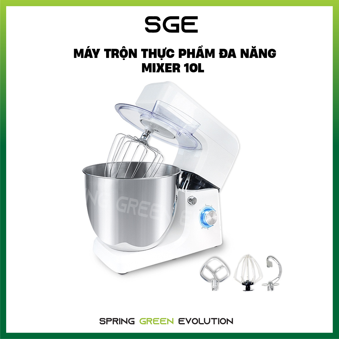 Máy Đánh Trứng/ Máy Trộn Thực Phẩm Cầm Tay Elon Mixer. Giá Hấp Dẫn, Trộn Nhanh Mọi Thực Phẩm, Dễ Thao Tác Với 5 Tốc Độ Trộn. Hàng Nhập Khẩu Cao Cấp Chính Hãng SGE Thailand. Máy Được Tặng Kèm 2 Đầu Trộn Cánh Quạt Và 2 Đầu Trộn Móc