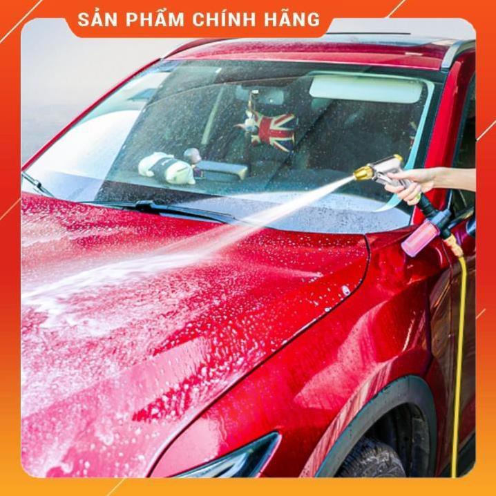 ️ Bộ dây vòi xịt nước rửa xe, tưới cây , tăng áp 3 lần, loại 15m 206236 đầu đồng,cút,nối vàng+ đai