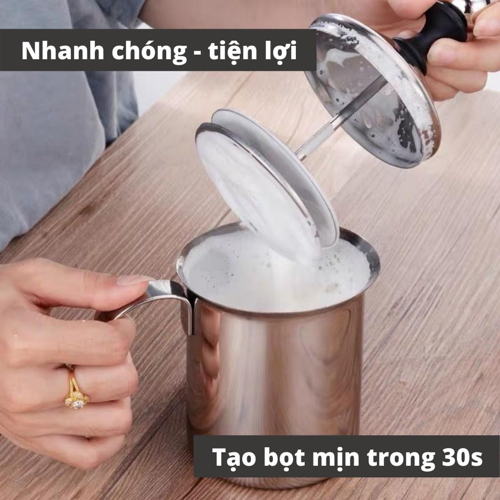 Ca đánh sữa lạnh Inox 304 Có Nắp cao cấp dung tích 400-800ml pha cappuccino đổ hình Art Latte cà phê Espresso tạo bọt