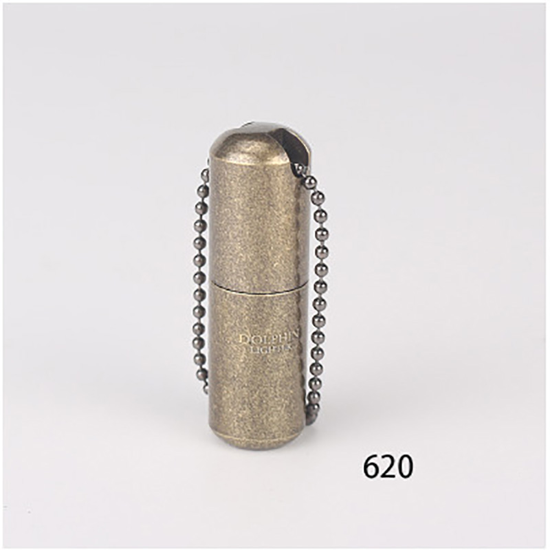 Vỏ Hột Quẹt Bật Lửa Xăng Đá Dolphin HY-620 Có Nắp Giữ Xăng Kín Kiêm Móc Treo Chìa Khóa Siêu Nhỏ -Vàng