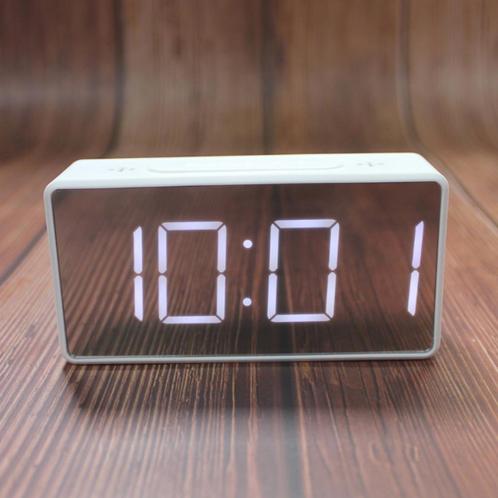 Digital Electric Clocks Student Alarm Clock Mirror Alarm Clock Bedside White