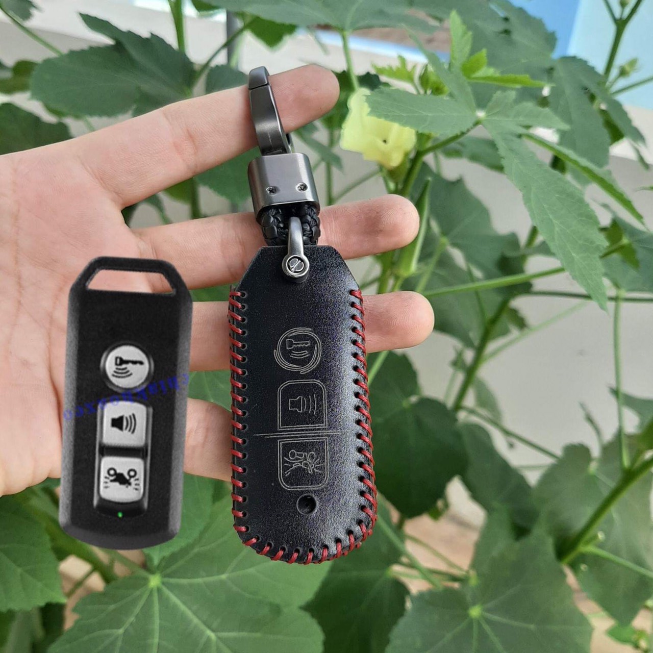 Bao Da Chìa Khóa xe máy SH, PCX, SH Mode, Cub 125, Adv. (chìa 3 nút bấm) Da Bò Nhập Khẩu ITALIA, Khắc Tên + Số ĐT Chủ Xe