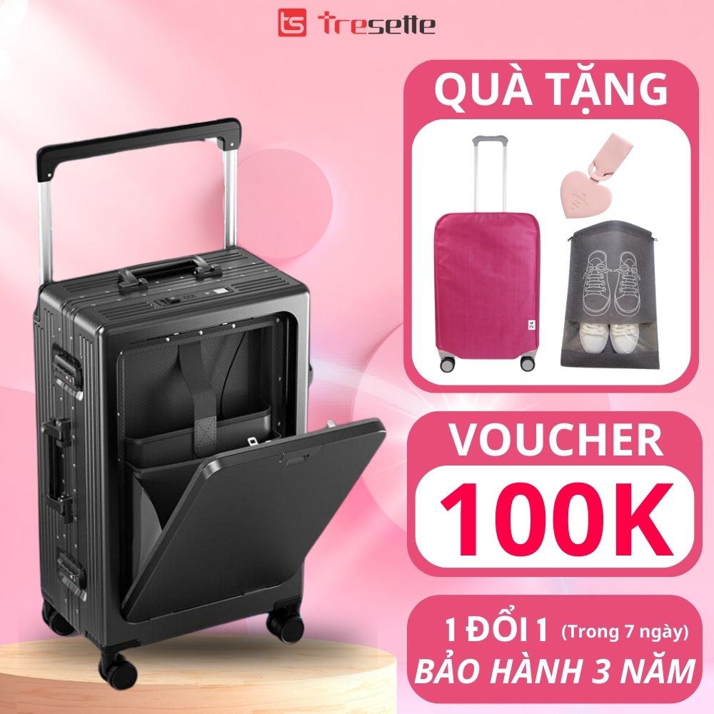 BFQ2ST500KTL: giảm 8% cho đơn từ 500K Vali khoá sập viền nhôm cao cấp kèm ổ sạc, móc treo đồ nhập khẩu Hàn Quốc TRESETTE 3033