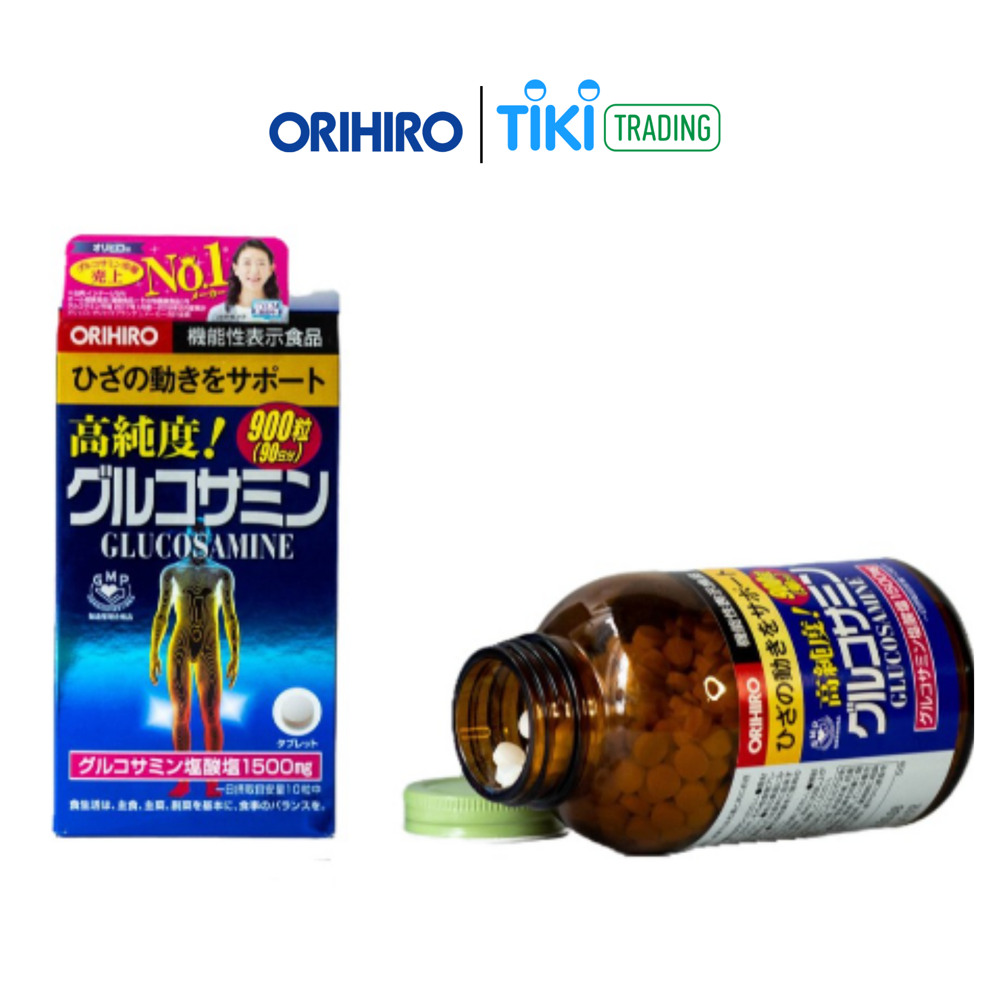 Thực phẩm chức năng viên uống bổ khớp, hỗ trợ trị đau nhức xương khớp Glucosamine Orihiro 1500mg Nhật bản