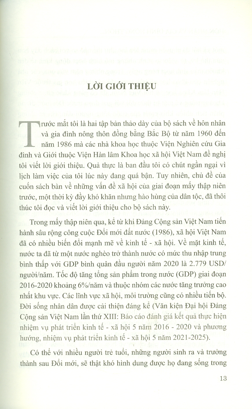 HÔN NHÂN VÀ GIA ĐÌNH Nông Thôn Đồng Bằng Bắc Bộ Giai Đoạn 1960 - 1975 (Sách chuyên khảo)