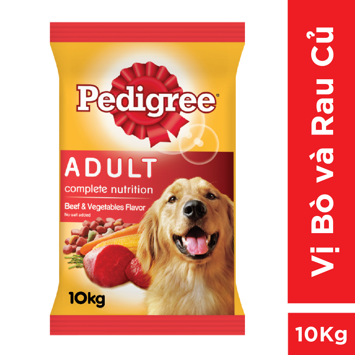 PEDIGREE Thức ăn cho chó lớn dạng hạt vị bò và rau củ 10kg (1 túi)