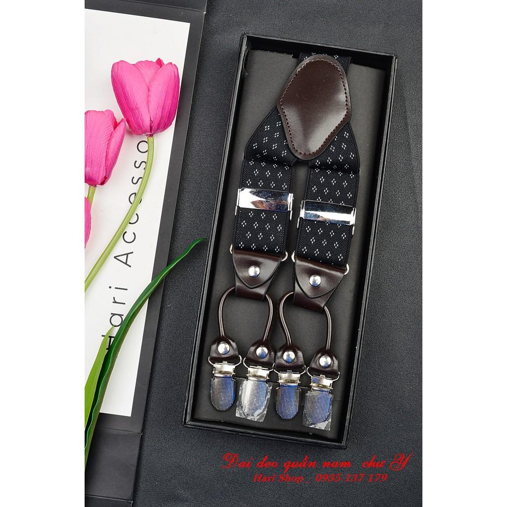 Đai Đeo Quần Nam Chữ Y Cao Cấp 6 Clip 3.5Cm Thun 4 Chiều