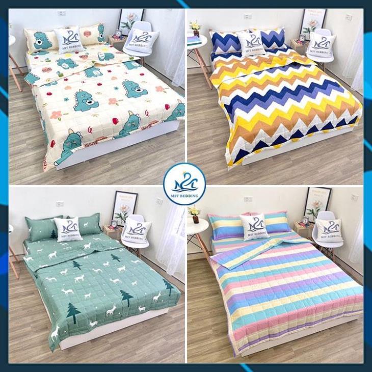 Bộ chăn ga gối hè cotton poly Bedding, chăn hè trần bông họa tiết mền đáng yêu