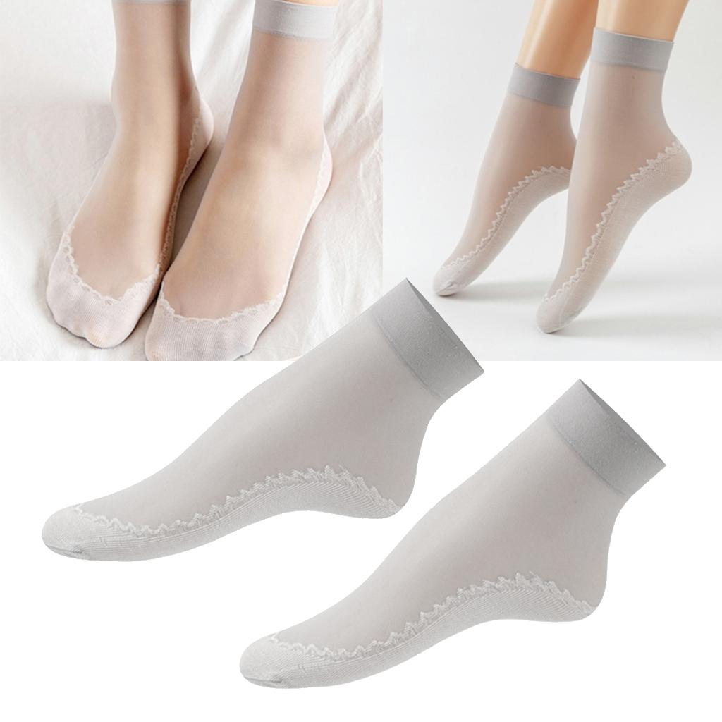 40x Chinlon Silk Summer Socks Comfy Wicking Non-Slip Short Ankle Crew Socks