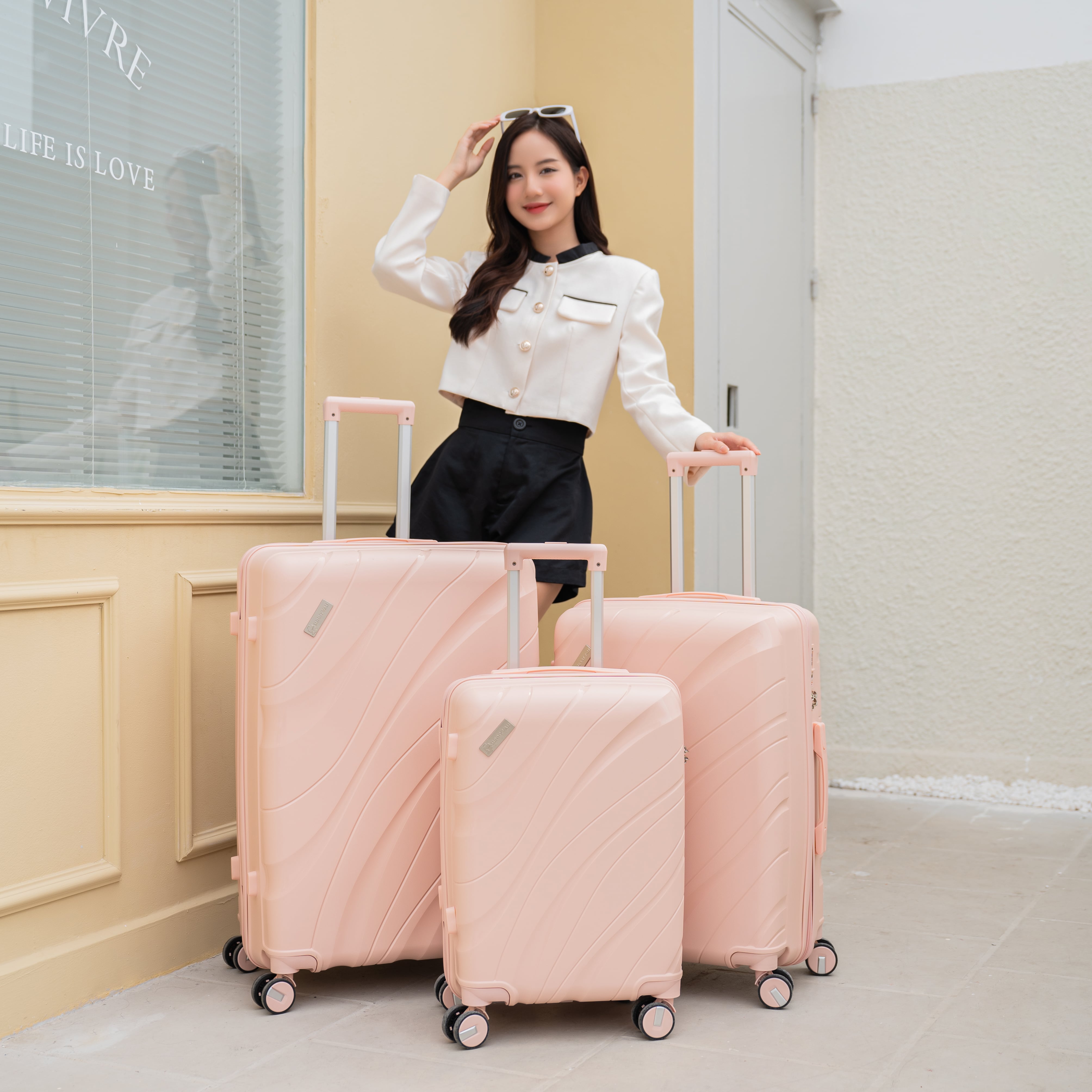 Vali kéo SUNNY PP11 - Nhựa PP chống vỡ tuyệt đối, khóa hải quan TSA  xách tay, kí gửi (size 20-24)