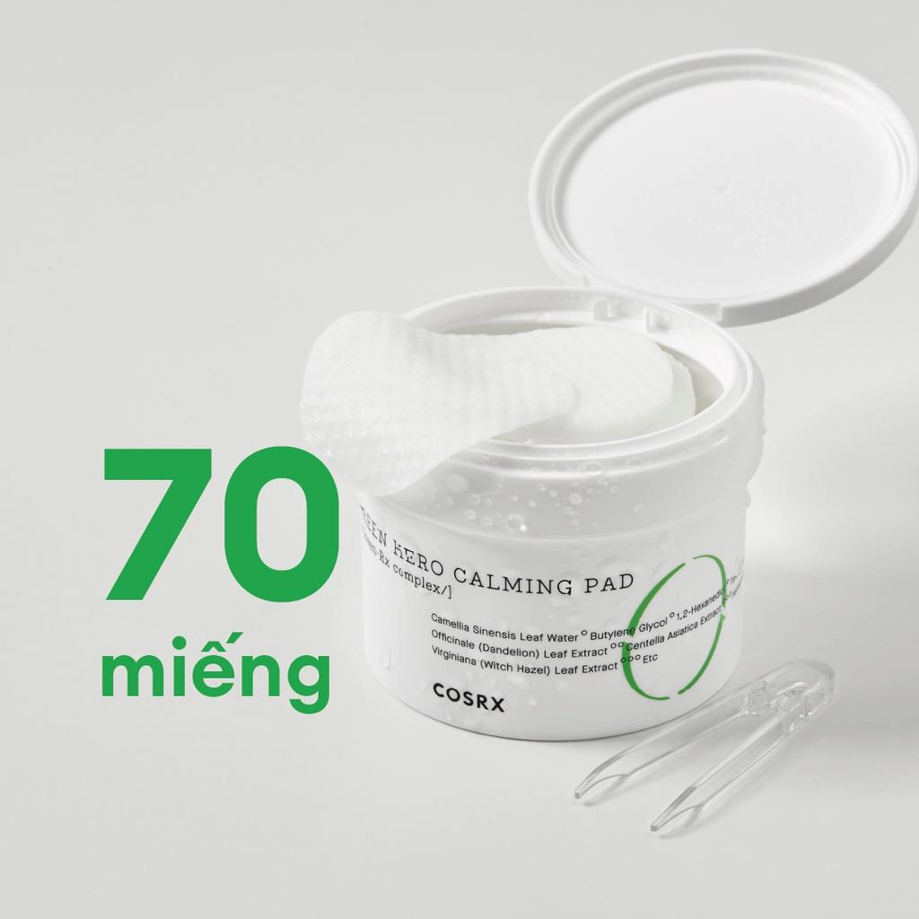 Bông Tẩy Tế Bào Chết Hoá Học Dưỡng Ẩm Và Dịu Da (0.25 % PHA, Trà Xanh) COSRX One Step Green Hero Calming Pad 70 Miếng