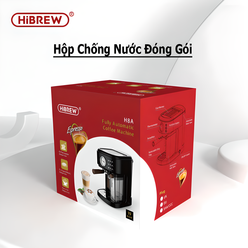 Máy pha cà phê Espresso chuyên nghiệp thương hiệu Mỹ HiBREW cao cấp H8A - Hàng Nhập Khẩu