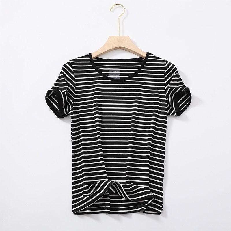 Sọc Tay Ngắn Nữ Quần Lót Sinh Nhiệt Áo Rời Mùa Hè Cổ Tròn Áo Thun Quần Lót L-XXL Loungewear Áo Khoác