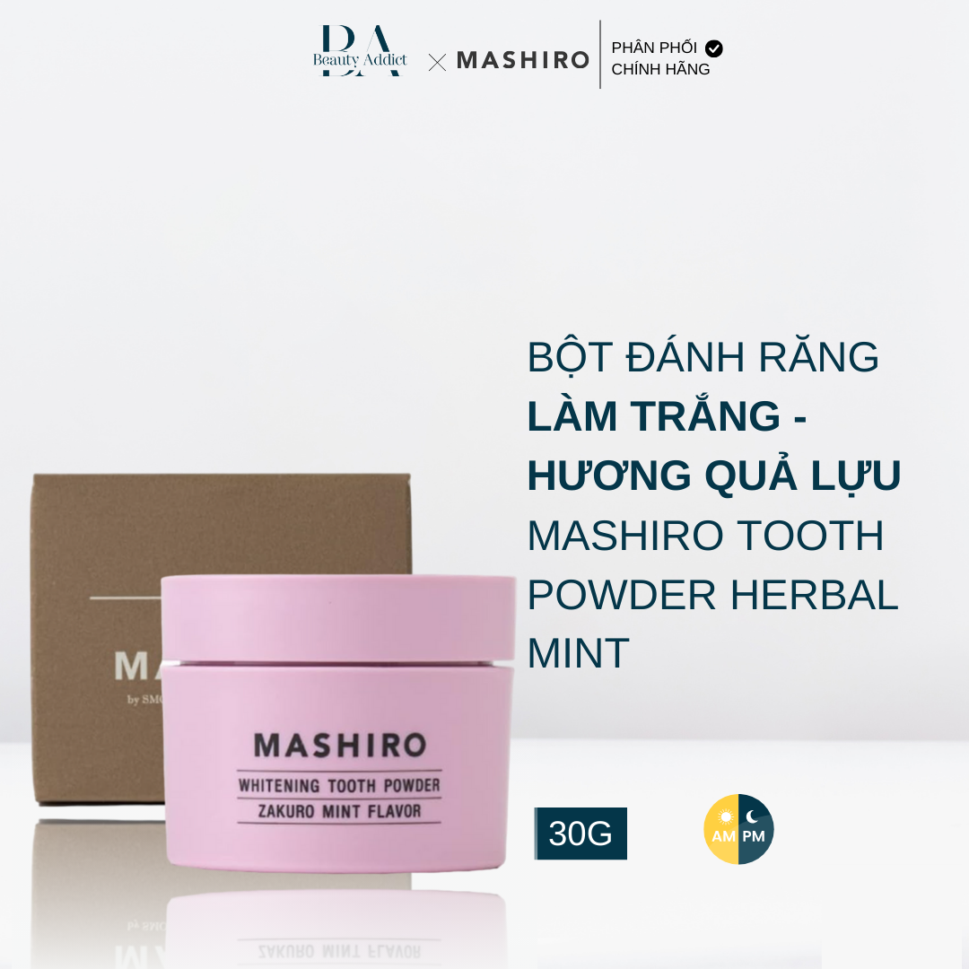 Bột đánh răng làm trắng mùi lựu bạc hà Mashiro Tooth Powder Zakuro Mint