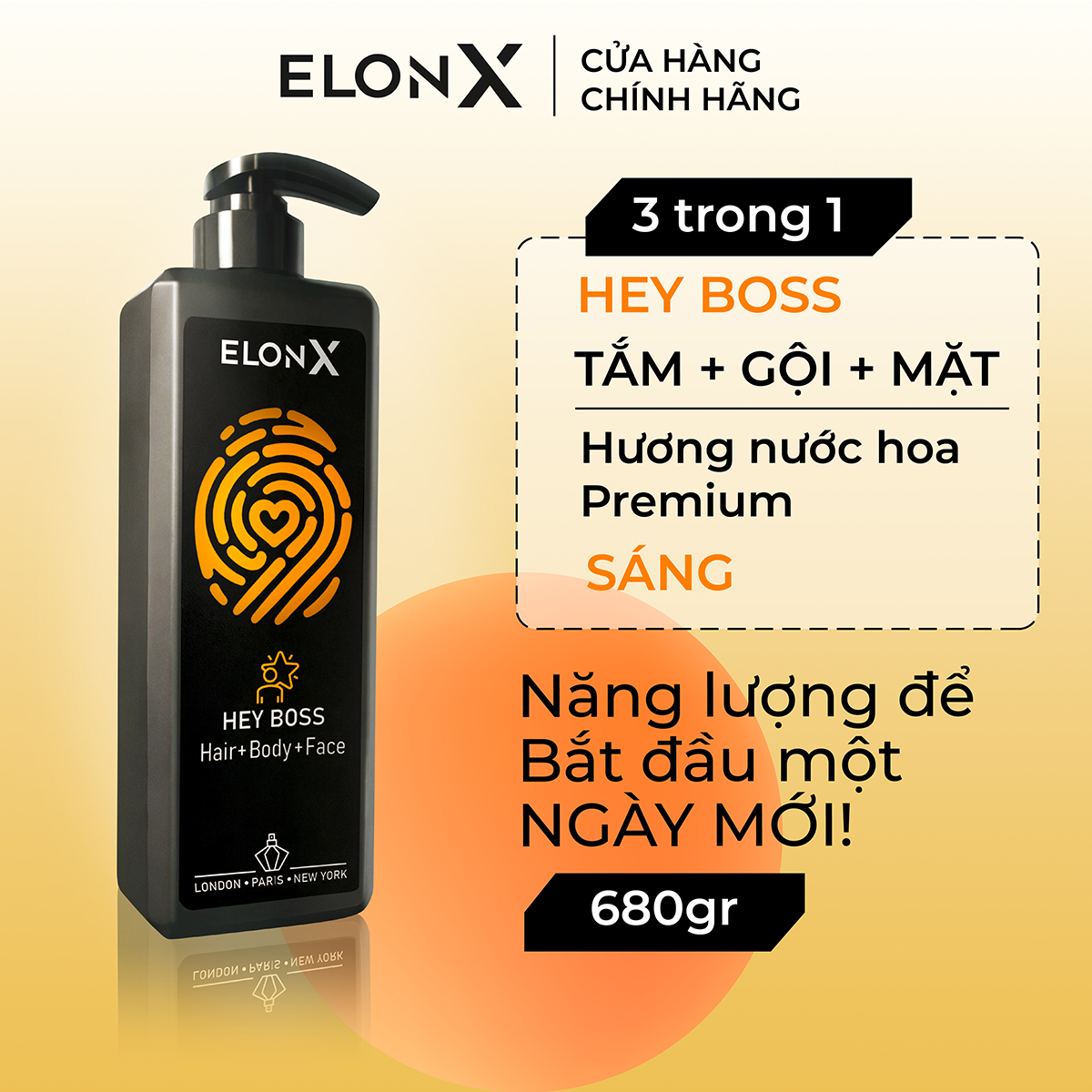 Dầu gội ELONX HEYBOSS dầu gội 3 in 1 nam dầu gội hương nước hoa dầu gội đầu nam thơm lâu sữa tắm gội (sáng - 680gr)