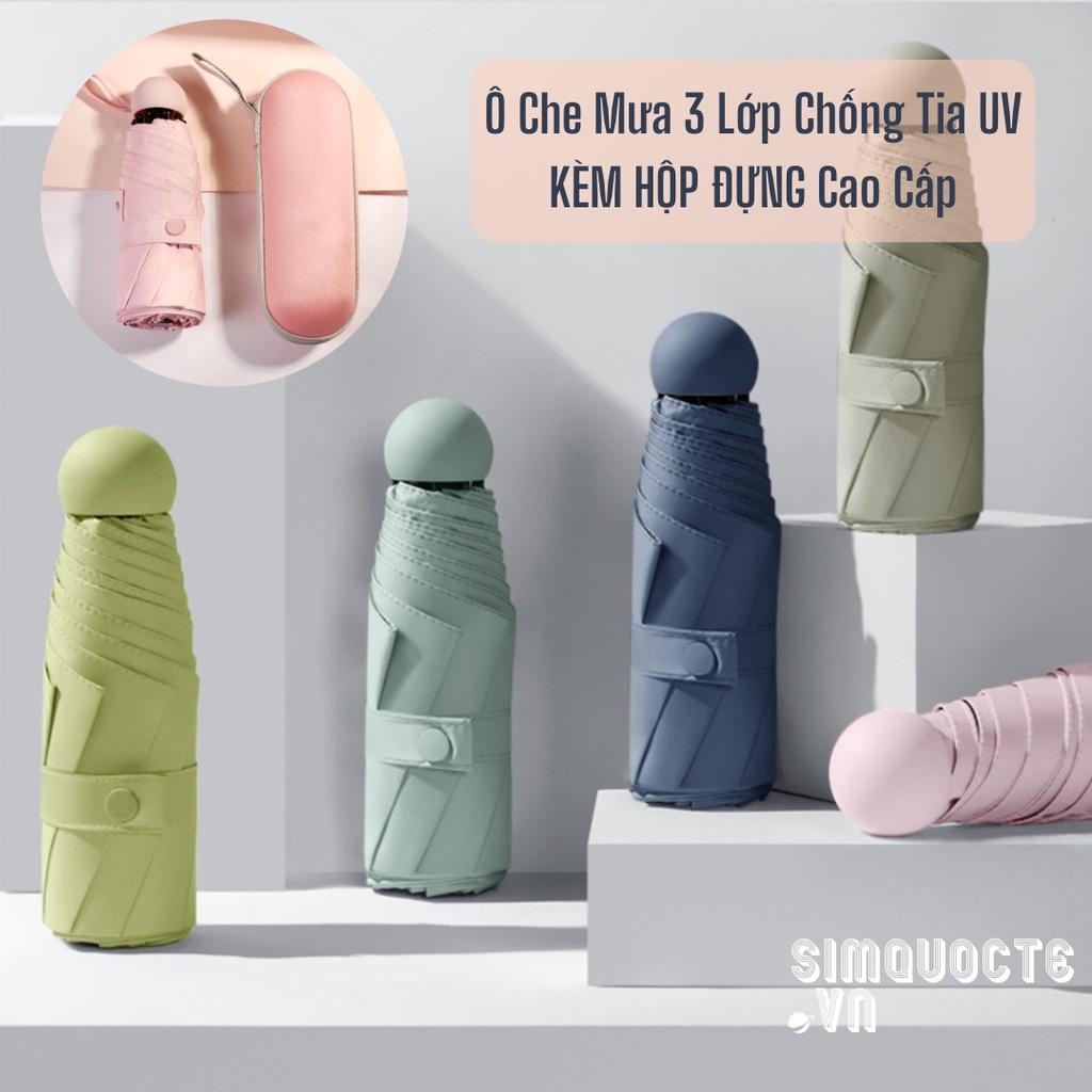 Ô Dù Che Mưa Ô Che Nắng 3 Lớp Chống Tia UV Cao Cấp Kèm Hộp Đựng Tiện Lợi