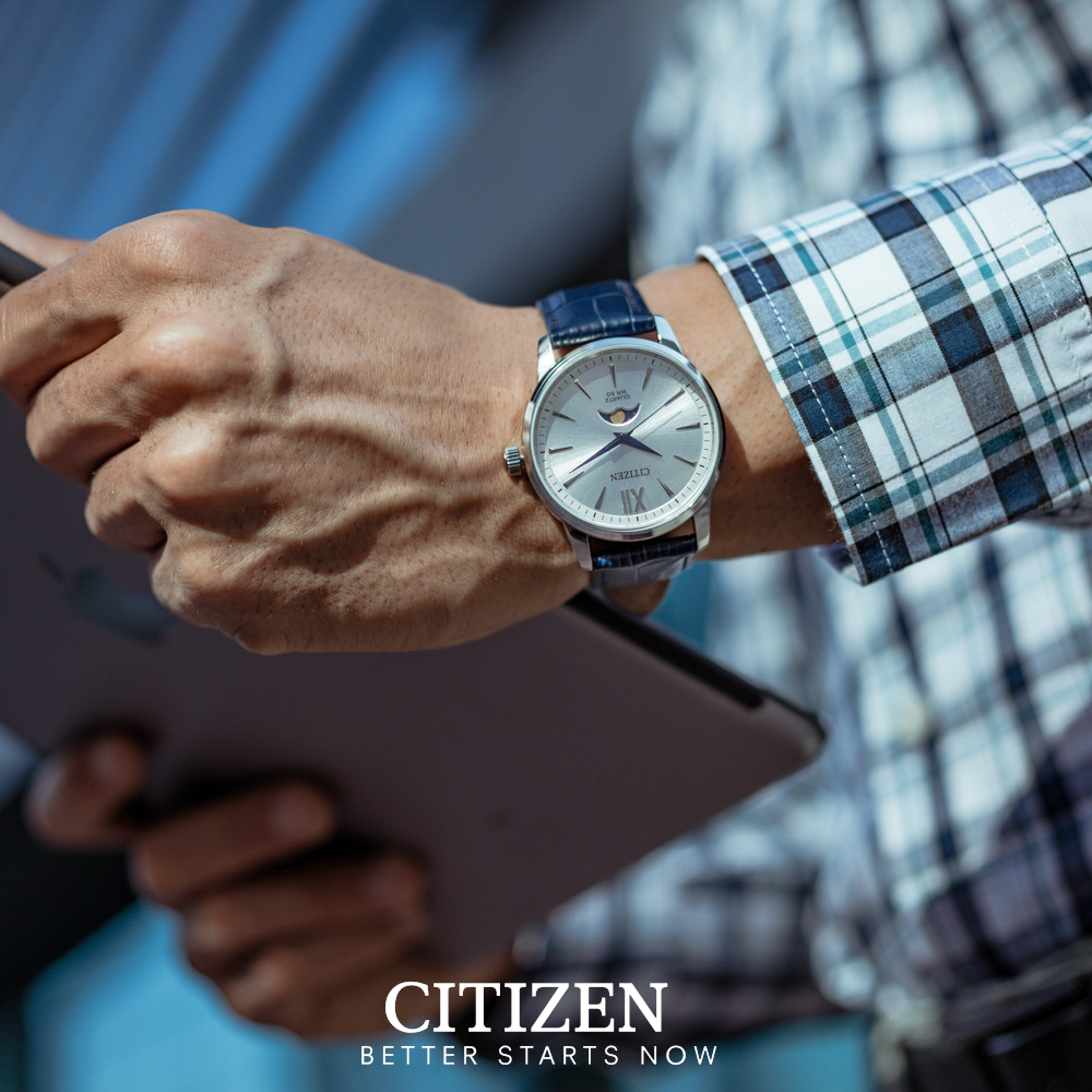 Đồng Hồ Nam Citizen Dây Da AK5000-03A - Mặt Trắng