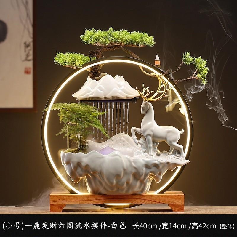 [Hỏa Tốc] Thác Nước Phong Thủy Kỳ Lân, Rồng, Hươu Kèm Đèn Led tặng kèm cây xanh và nụ trầm