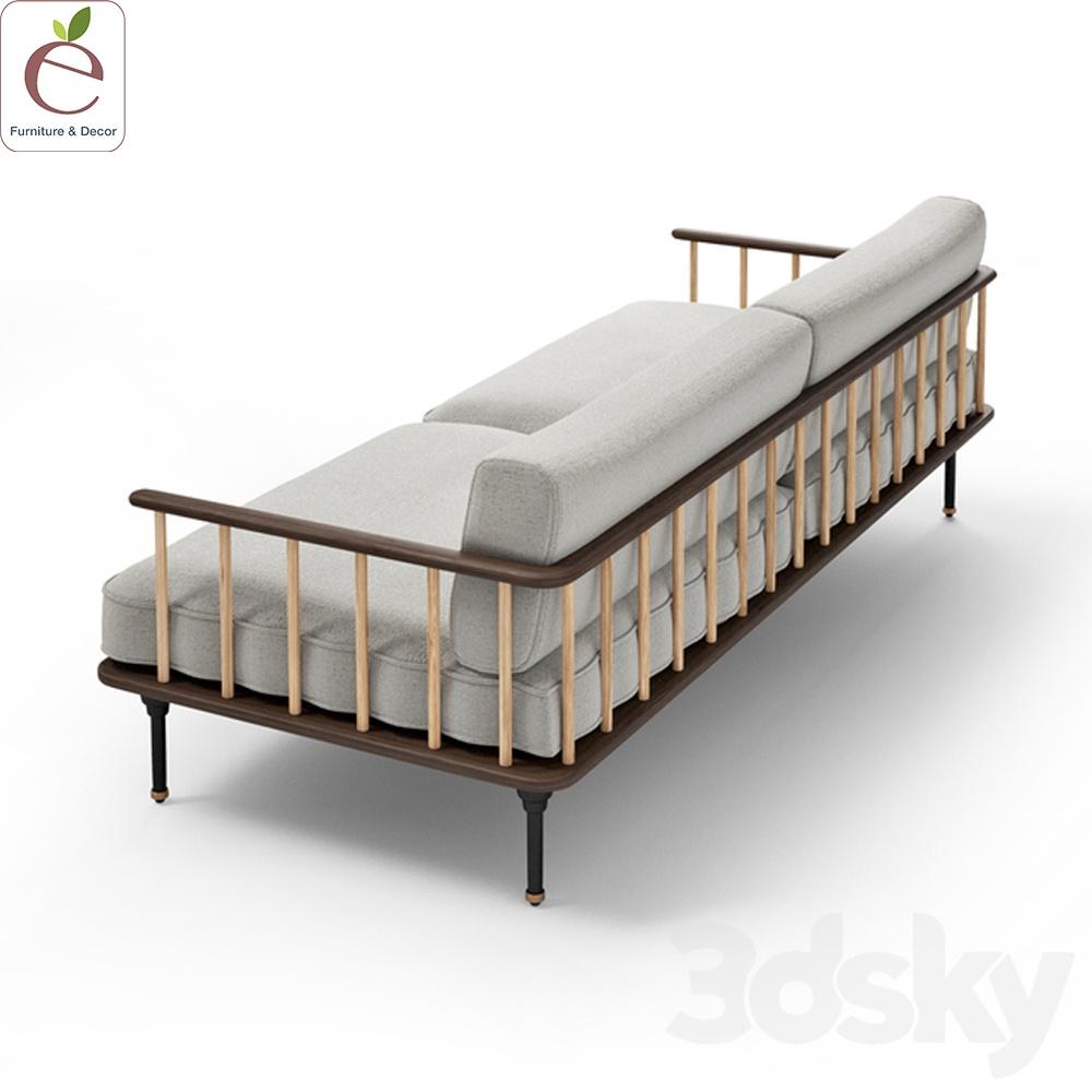 Sofa Văng Kalma - Sofa gỗ dạng nan tự nhiên, bọc vải, nỉ, da, màu tùy chọn. Hàng gia công tỉ mỉ.