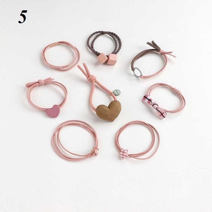 Set 8 dây cột tóc xinh xắn phong cách Vintage nữ tính cực dễ thương