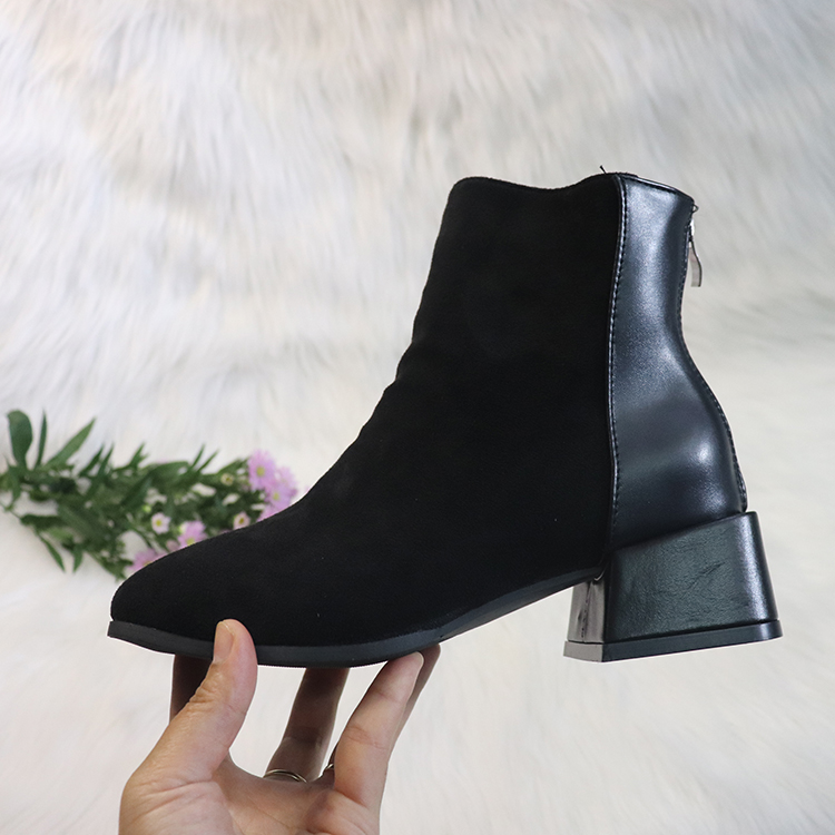 Boot cổ ngắn đế thấp da lộn phối da ĐƠN GIẢN GBN114