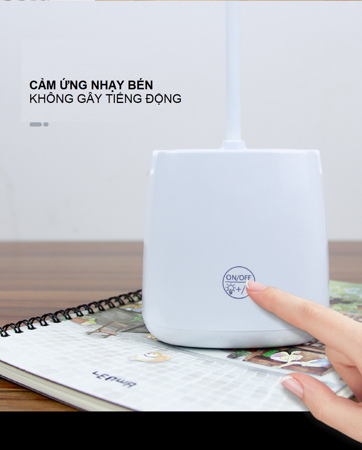 Đèn Bàn Học Đọc Sách, Đèn Bàn Làm Việc Sang Trọng, Đèn Ngủ Cao Cấp LED Chống Cận 03 Mức Độ Sáng, Cảm Ứng Tích Điện Pin 2500mAh - Hàng Chính Hãng - VinBuy