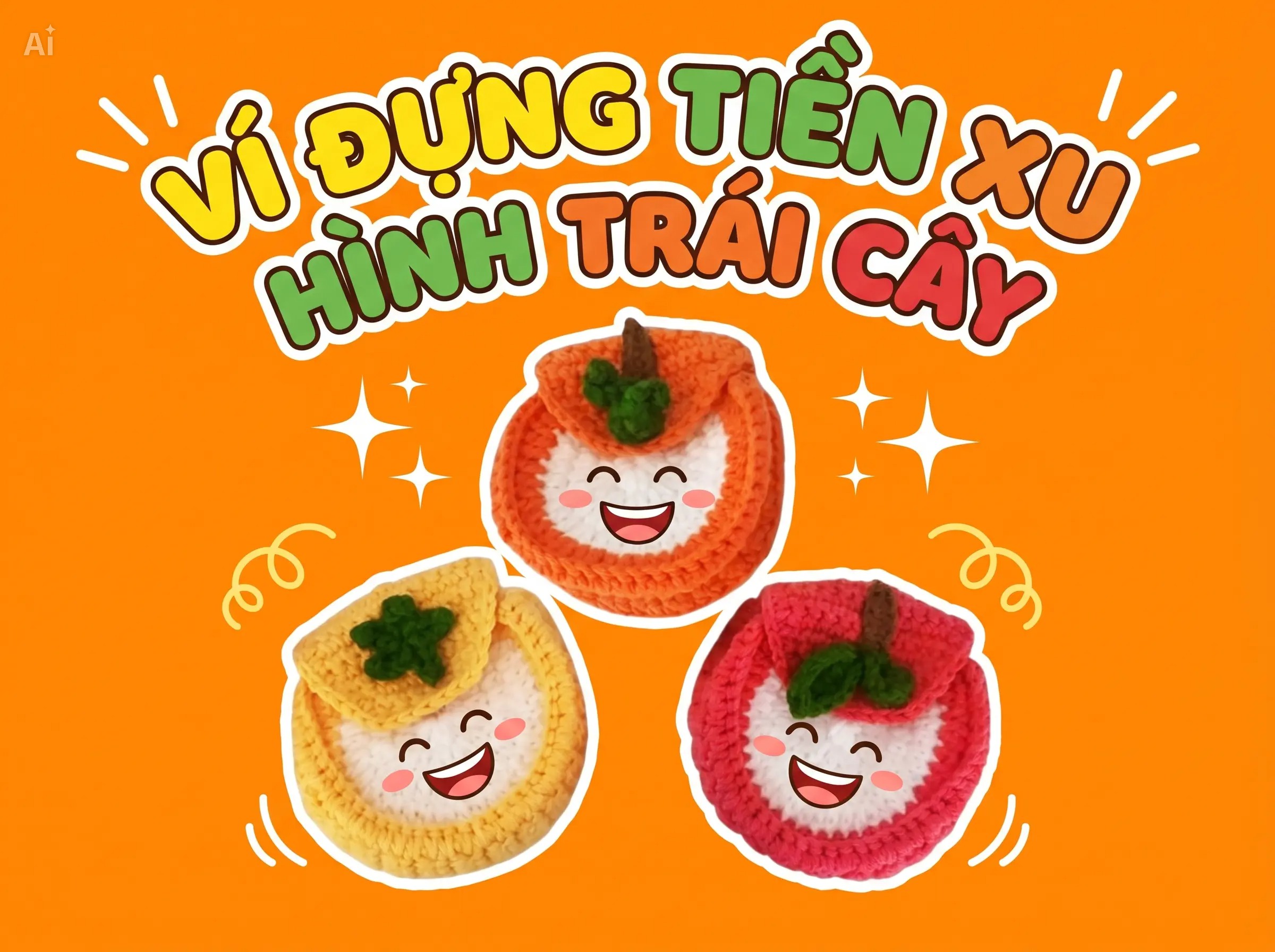 Móc khóa túi đựng tiền xu hình trái cây
