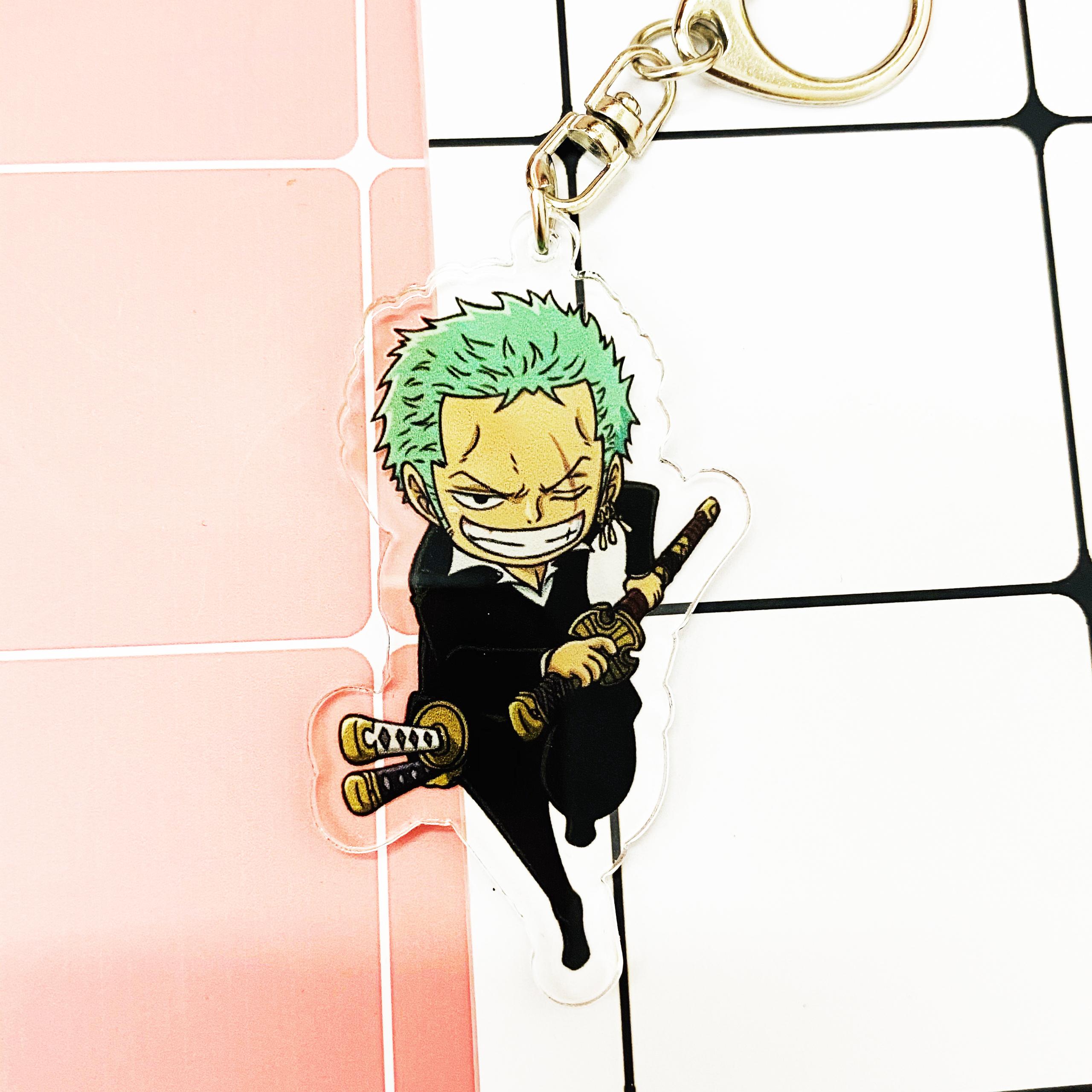 ( Mica trong acrylic ) Móc khóa One Piece Đảo hải tặc Zoro chibi anime tặng ảnh Vcone