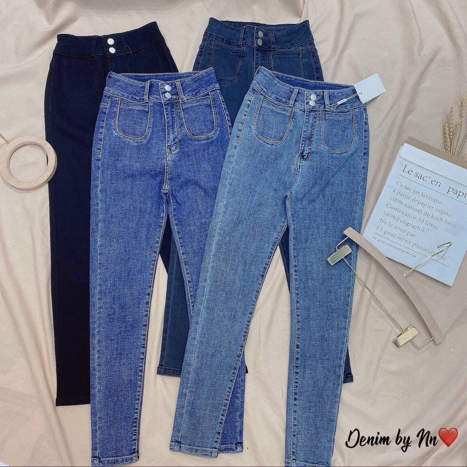 QUẦN JEANS DÀI HAI NÚT TÚI KIỂU CO GIÃN SHOP PHƯƠNG CHÂU