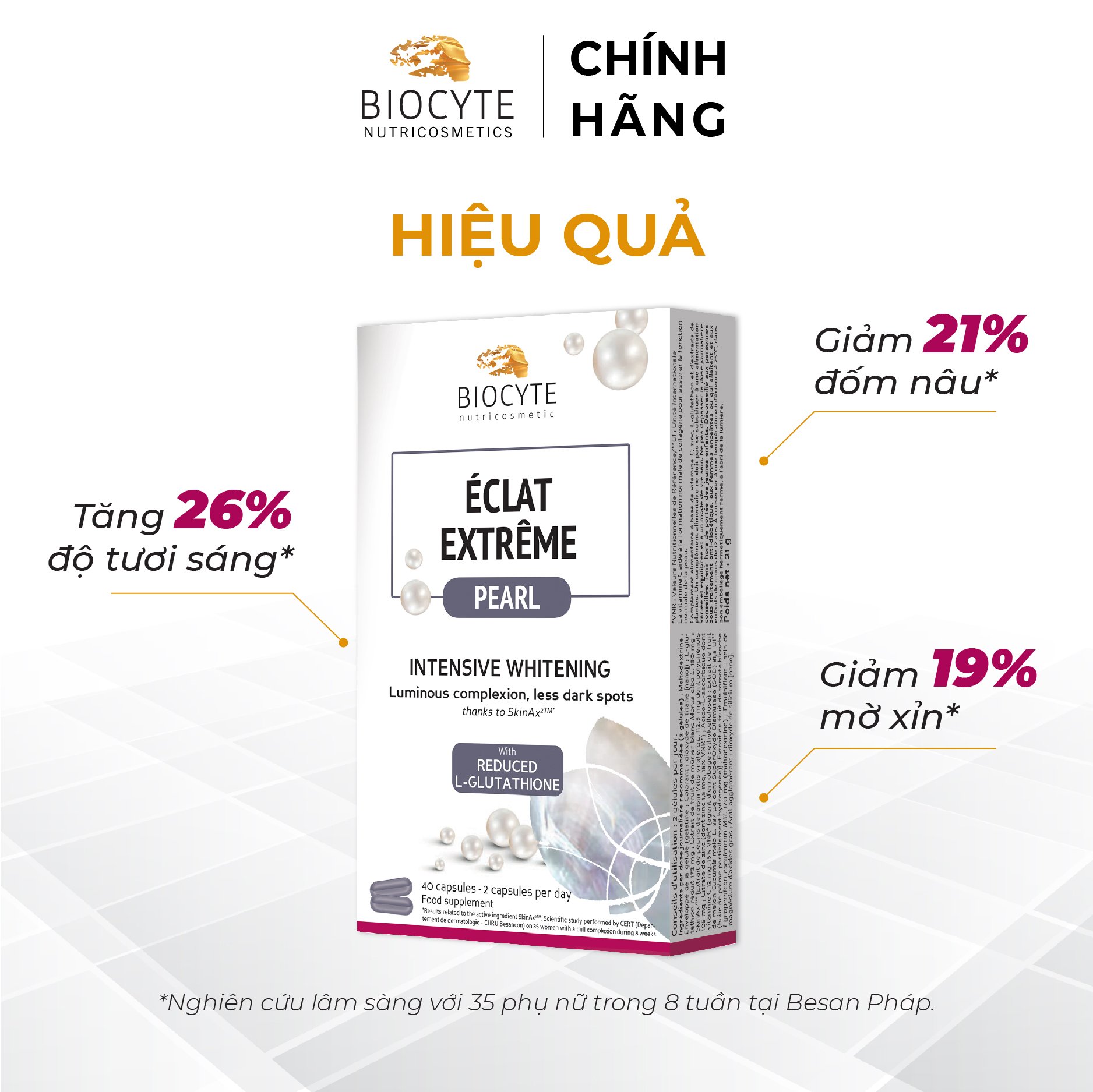 B01 Viên uống giảm nám, trắng da, chống nắng - BOC Éclat Extrême Pearl 40 viên