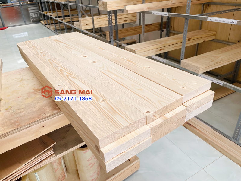 Tấm gỗ thông mặt rộng 20cm x dày 3cm x dài 120cm + láng mịn 4 mặt