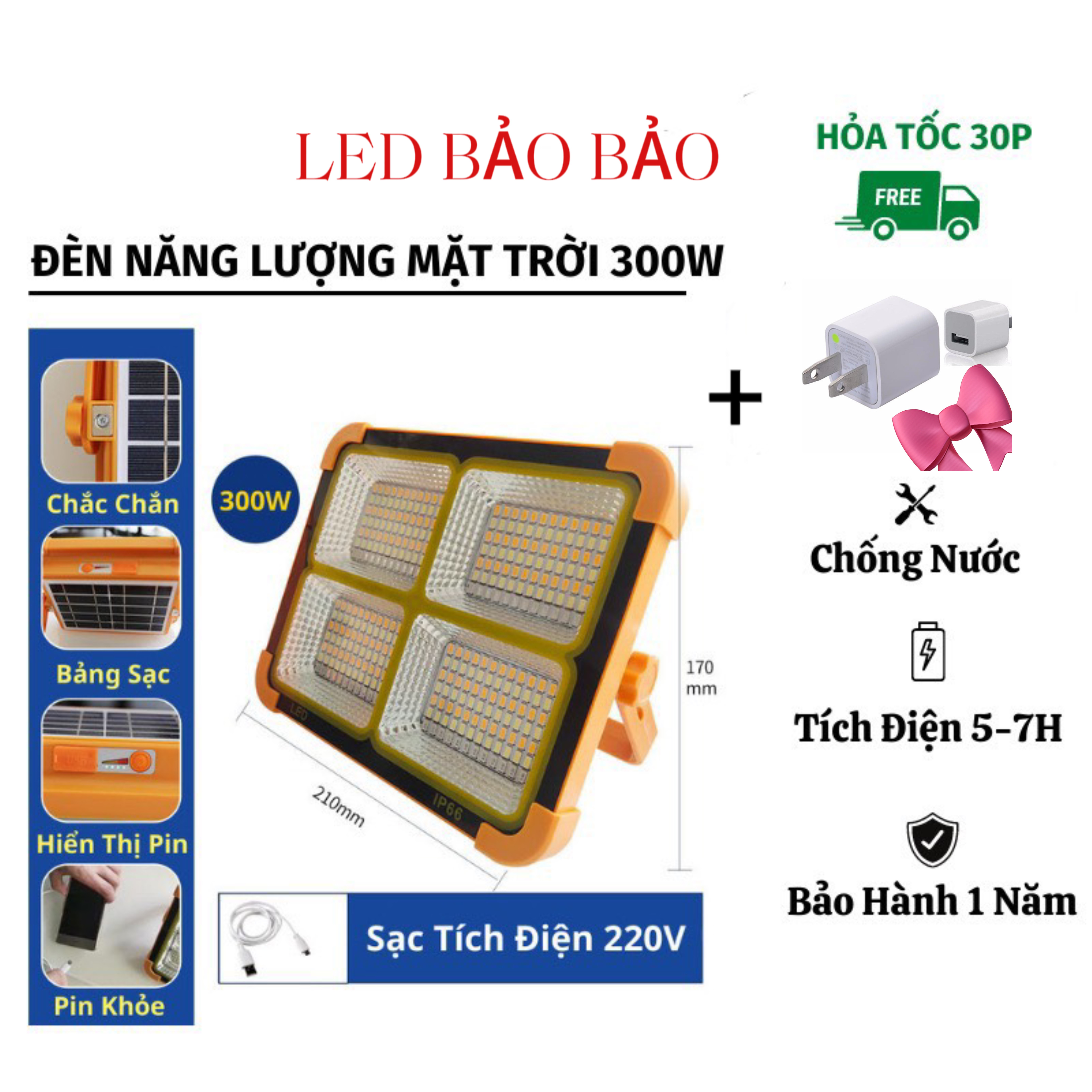 Đèn pin di động đa năng sạc năng lượng mặt trời